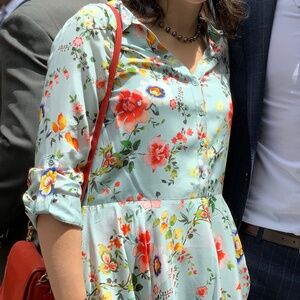 Alice and Olivia Moore Tiered Floral Silk Tunic Dress